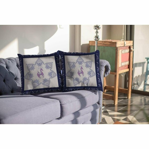 Palacedesigns 20 in. Horse Indoor & Outdoor Zippered Throw Pillow Gray Purple & Indigo PA3667339